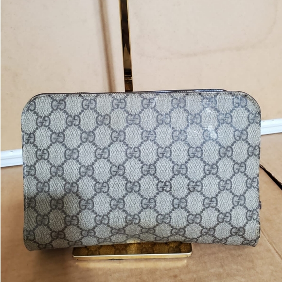 Gucci Gg Supreme Beige/Brown Leather Wristlet - Picture 8 of 13